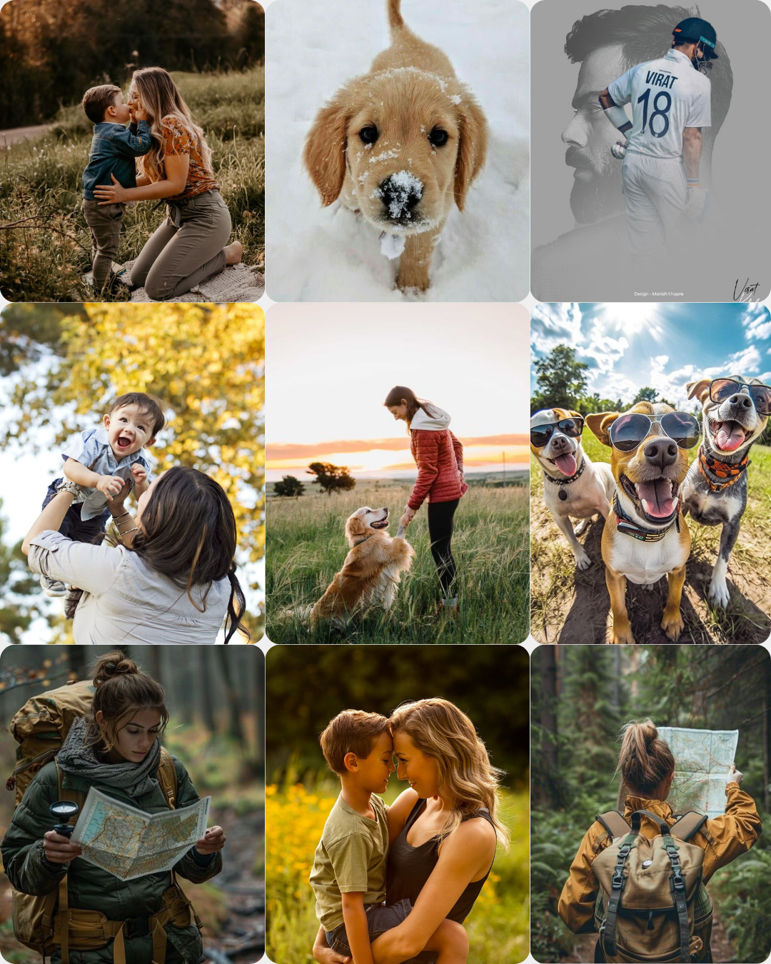 Set of 9 Golden Grid